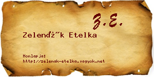 Zelenák Etelka névjegykártya